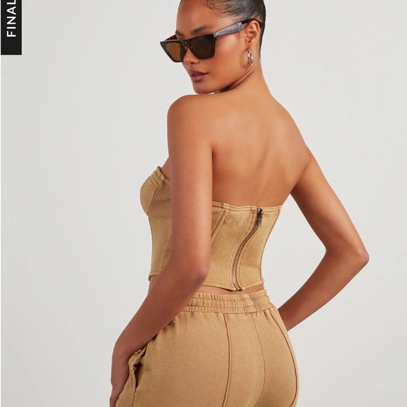 Casual Chic Tan Corset and Pants Two-Piece Set - Picture 4 of 6